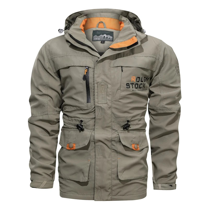 Men’s Hooded Outdoor Jacket Spring Autumn Windproof Casual Coat