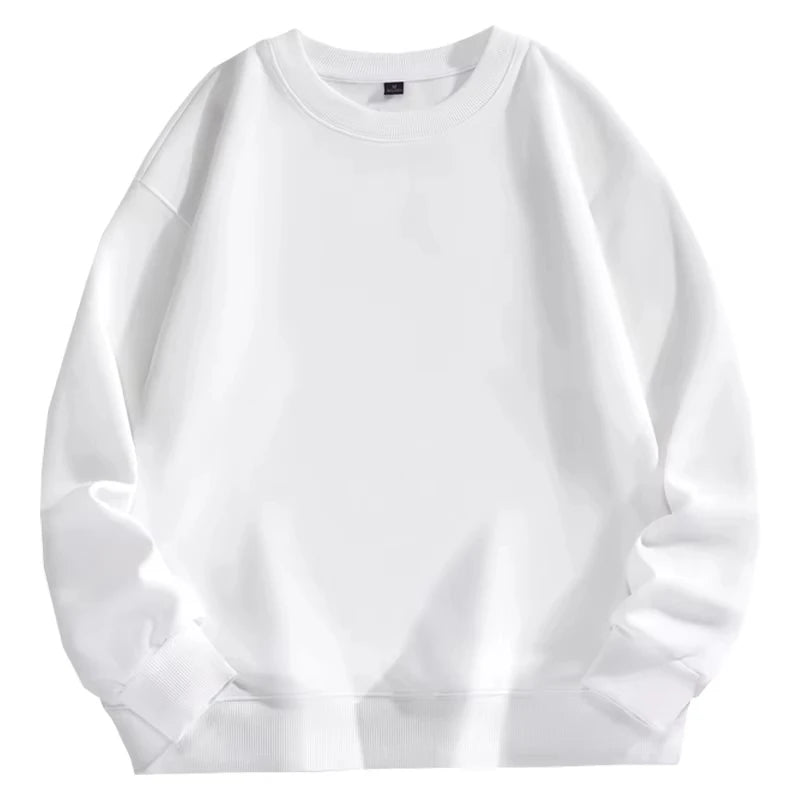 Trendy Unisex Round-Neck Sweatshirt, Solid Color, Comfortable Autumn Winter Hot-Selling Top