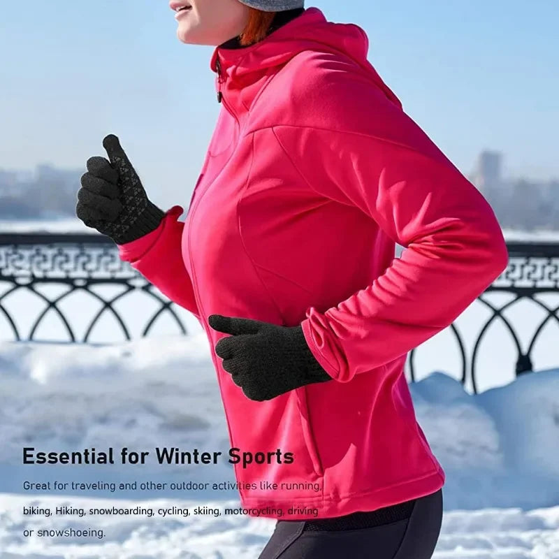 Unisex Winter Touchscreen Gloves – Warm, Knit, for Cycling, Running, and Driving