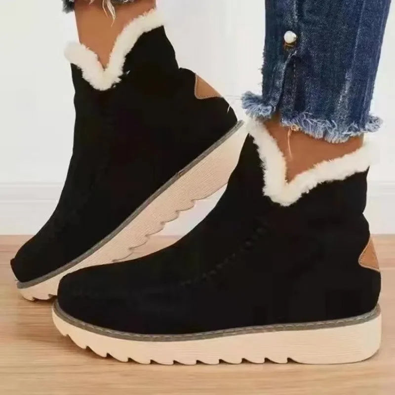 Women’s Winter 2023 Snow Boots Warm Casual Ankle Slip-On Shoes for La