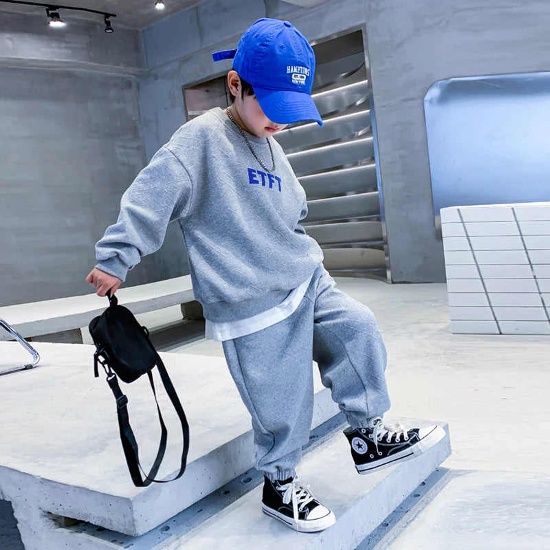 Boys 2-Piece Sweatshirt Set, Casual Autumn Spring Outfit with Top and Pants 2024