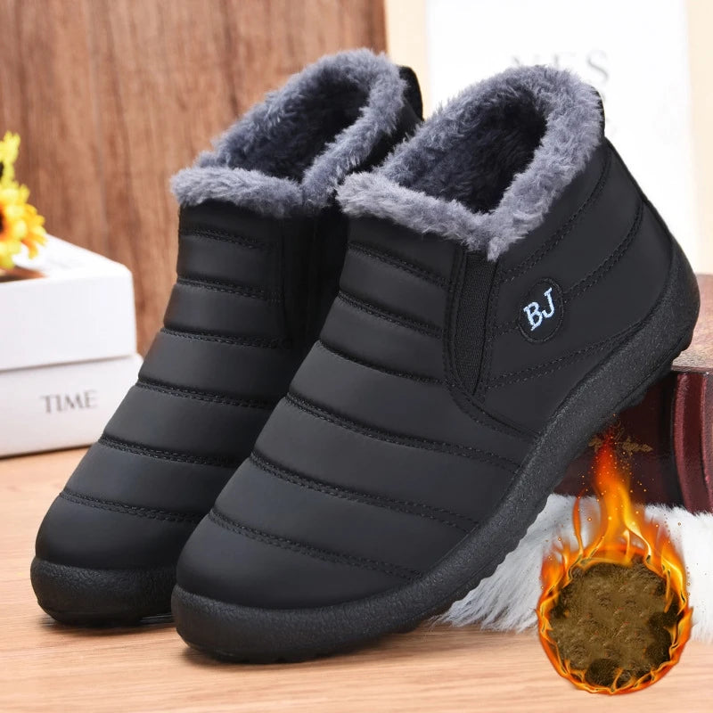 Waterproof Winter Snow Boots Unisex Plush Ankle Shoes Warm Platform Cotton Footwear