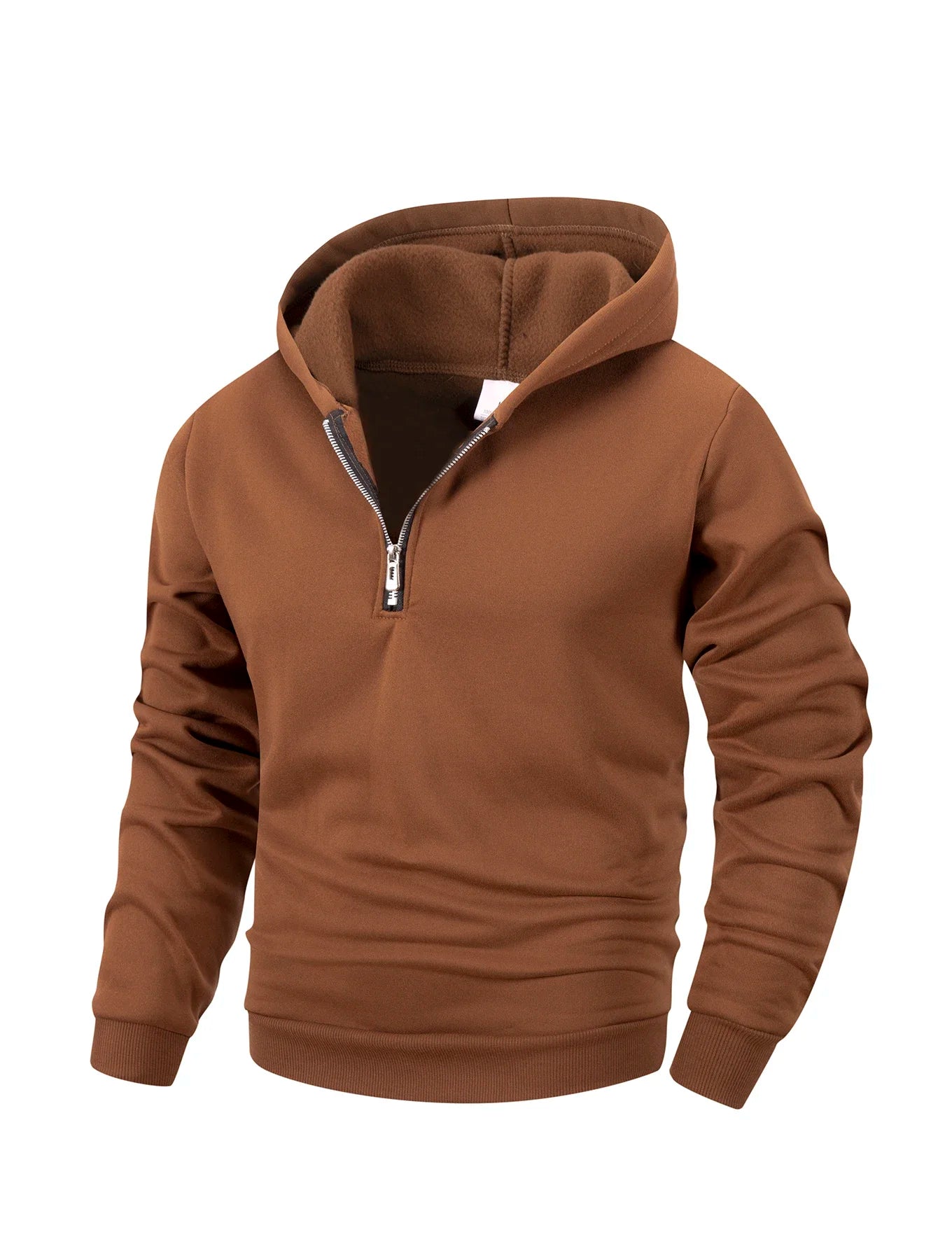 Men’s Long Sleeve Stand Collar Half-Zip Hoodie, Solid Casual Pullover for Autumn Outdoor