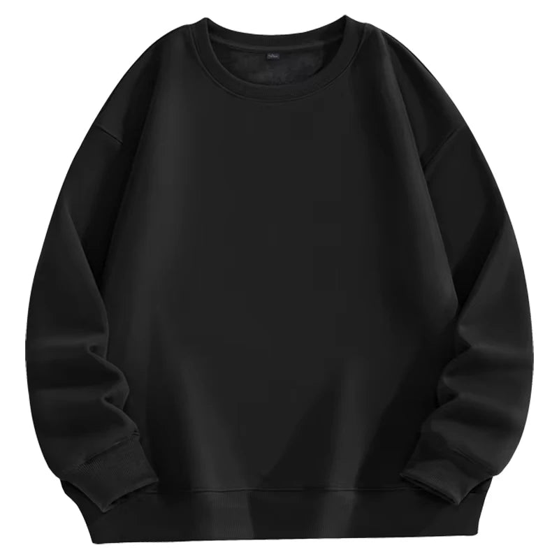 Trendy Unisex Round-Neck Sweatshirt, Solid Color, Comfortable Autumn Winter Hot-Selling Top