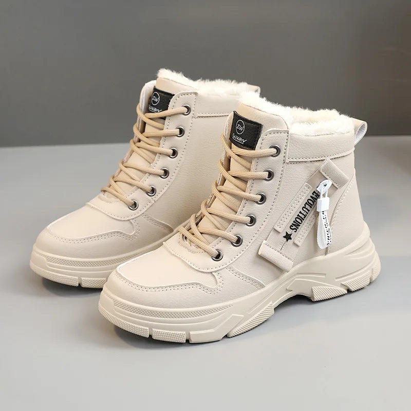 New Winter Women Lace-Up Snow Ankle Boots Waterproof Warm Platform Casual Sneakers