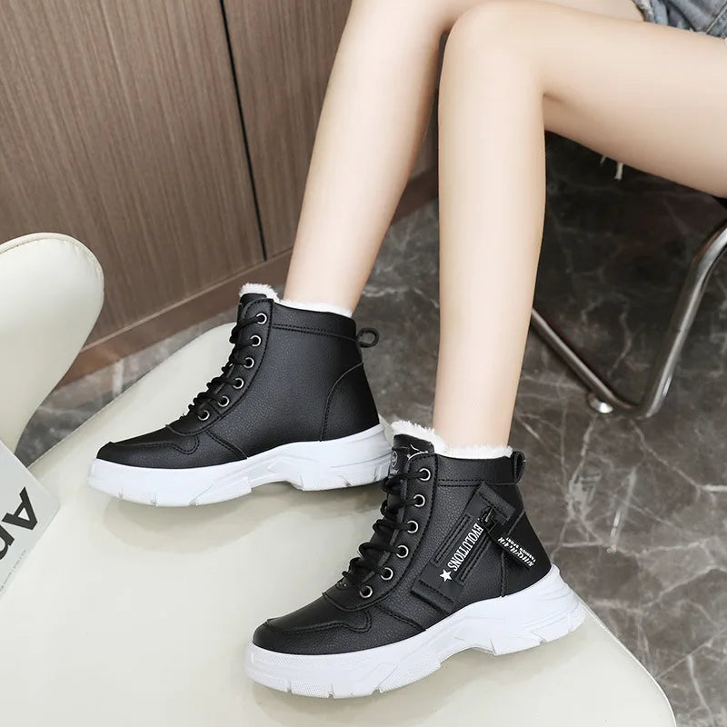 New Winter Women Lace-Up Snow Ankle Boots Waterproof Warm Platform Casual Sneakers