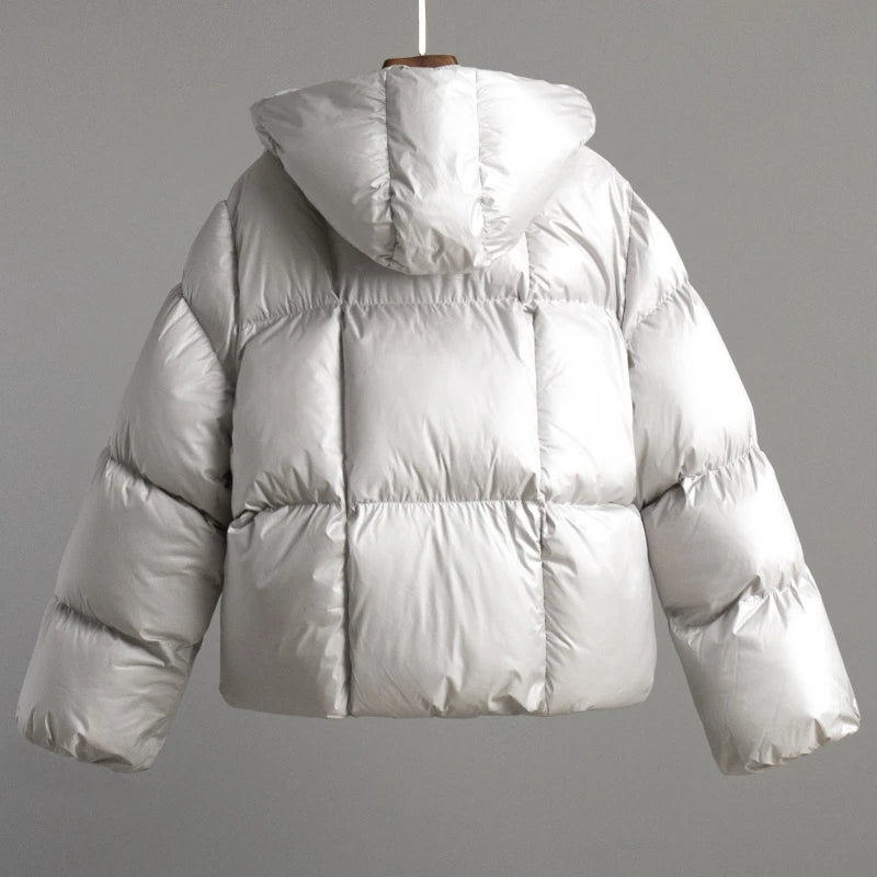 Women’s Vintage Cotton Puffer Jacket, Loose Quilted Parka Coat for Winter Office Wear
