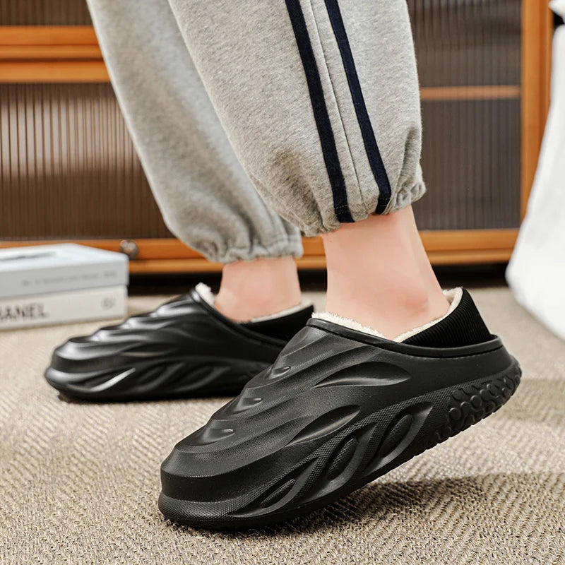 Men & Women Winter Slippers – Warm Velvet Heel, Non-Slip and Wear-Resistant Home Shoes