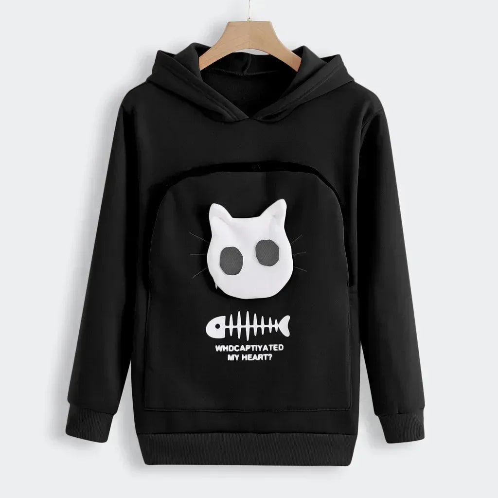 Unisex Winter Hoodie Sweatshirt with Animal Pouch, Breathable Pullover for Men Women