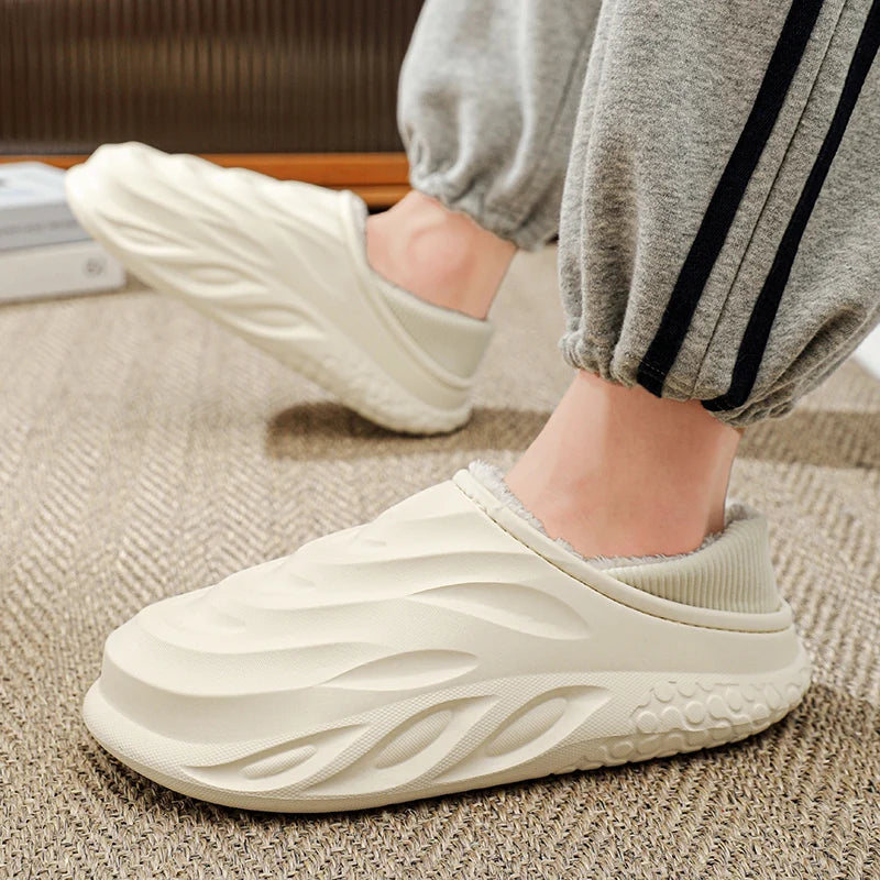 Men & Women Winter Slippers – Warm Velvet Heel, Non-Slip and Wear-Resistant Home Shoes