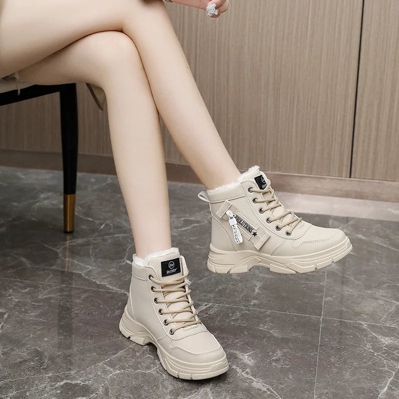 New Winter Women Lace-Up Snow Ankle Boots Waterproof Warm Platform Casual Sneakers