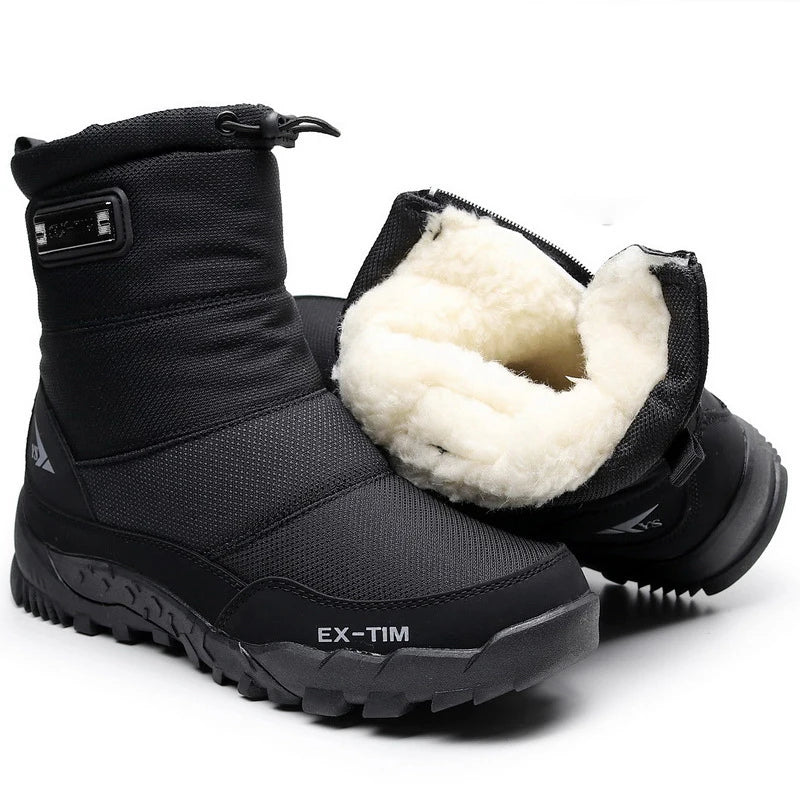 Unisex Winter Snow Boots, Waterproof Plush-Lined Anti-Slip Outdoor Cotton Ankle Shoes