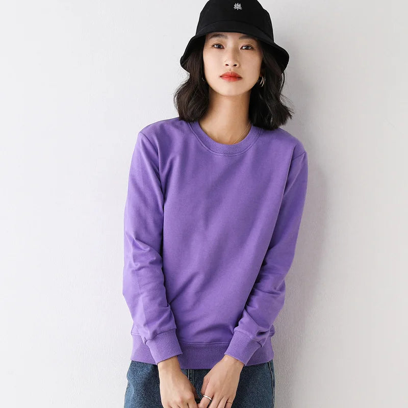 Women’s Style Cotton Sweatshirt, Loose O-Neck Pullover for Spring Autumn 2025