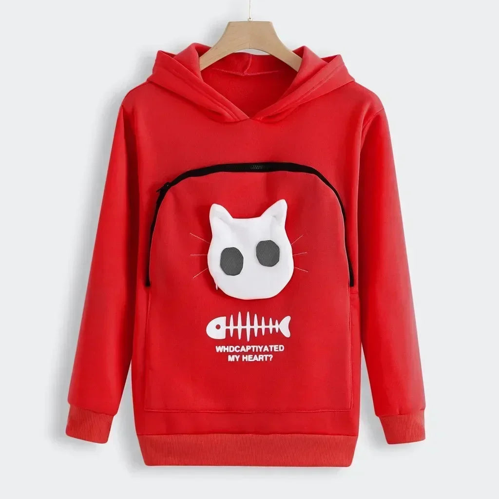 Unisex Winter Hoodie Sweatshirt with Animal Pouch, Breathable Pullover for Men Women