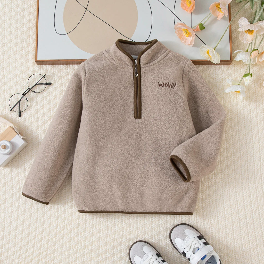 Boys Half-Zipper Hoodie, Letter Print Sweatshirt for Autumn Winter Casual Sport Wear