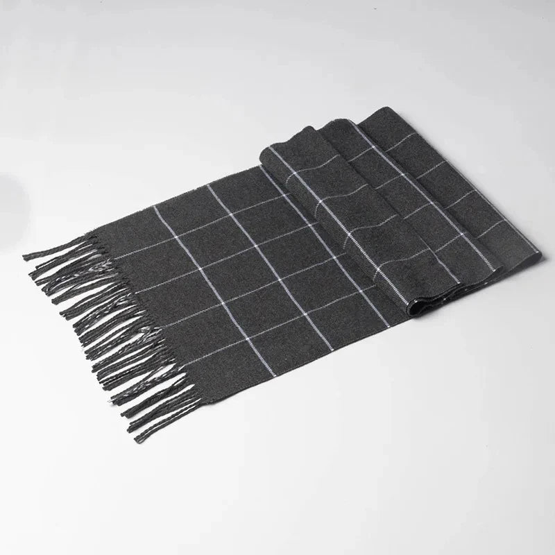 2023 Winter Men’s Scarf – Warm Cashmere Pashmina with Tassels, Casual & Business