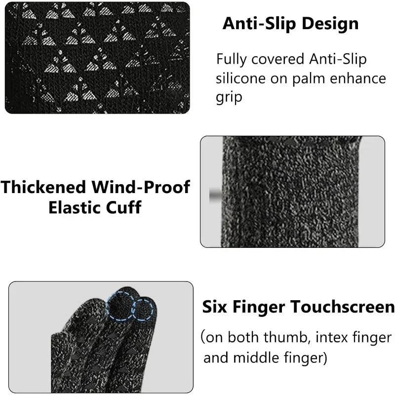 Unisex Winter Touchscreen Gloves – Warm, Knit, for Cycling, Running, and Driving