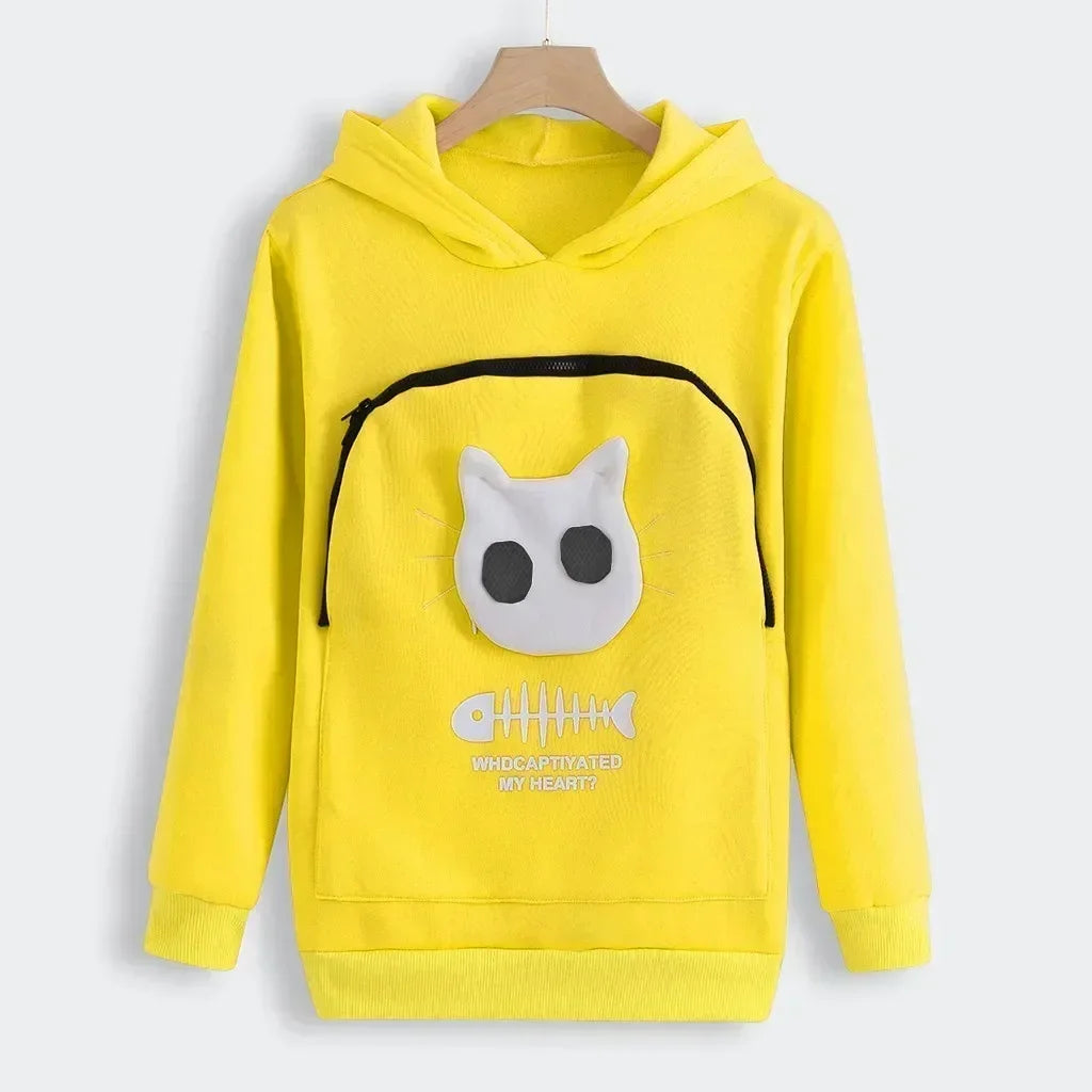 Unisex Winter Hoodie Sweatshirt with Animal Pouch, Breathable Pullover for Men Women