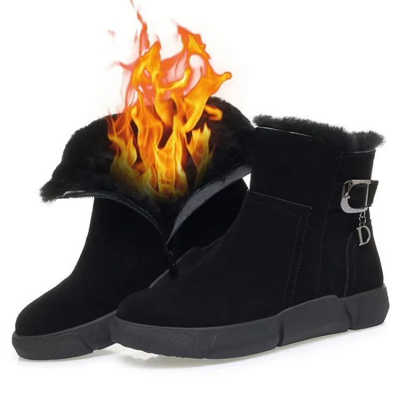 Women’s Winter Snow Boots 2025 Thick Warm Anti-Slip Short Cotton Shoes