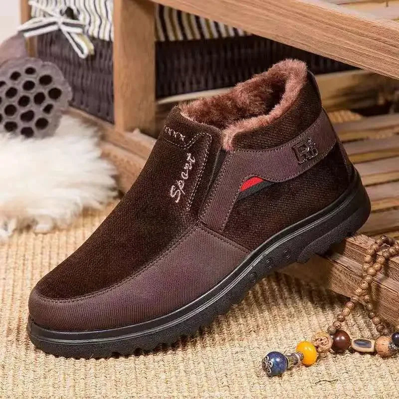 2024 Men’s Waterproof Winter Snow Boots Warm Fur Casual Anti-Slip Ankle Shoes