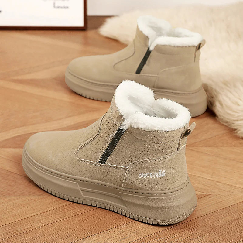 Men’s Winter Ankle Snow Boots Thick Sole Warm Outdoor High-Top Cotton Shoes