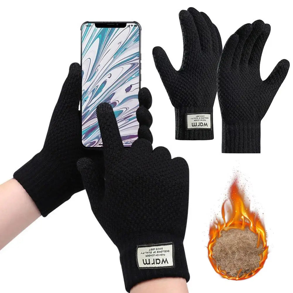 Winter Touchscreen Gloves for Men & Women – Warm Knit, Anti-Slip