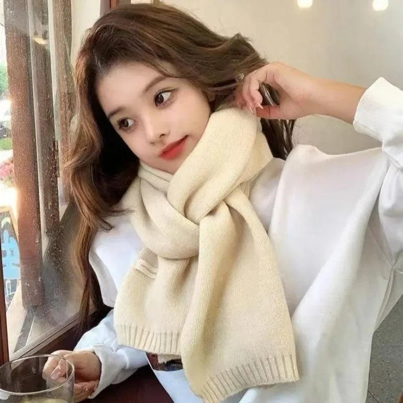 Unisex Winter Knitted Scarf – Warm Solid Color Neck Shawl Wrap