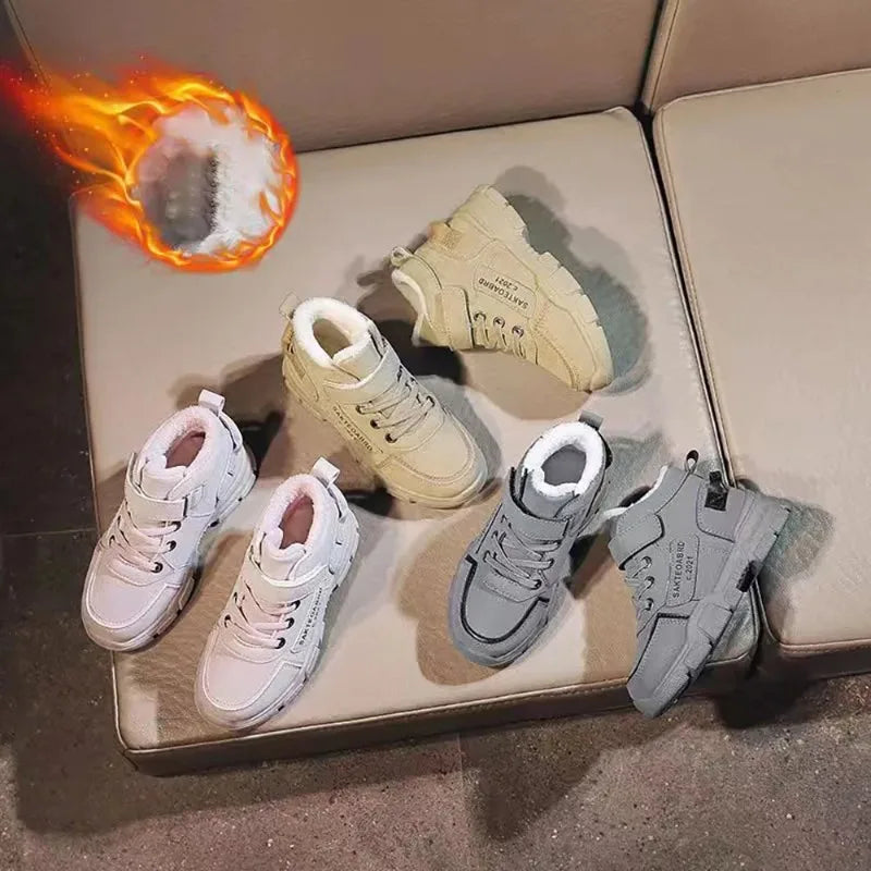 2024 Kids Winter Snow Boots Plush Warm Faux Fur Cotton Shoes for Children