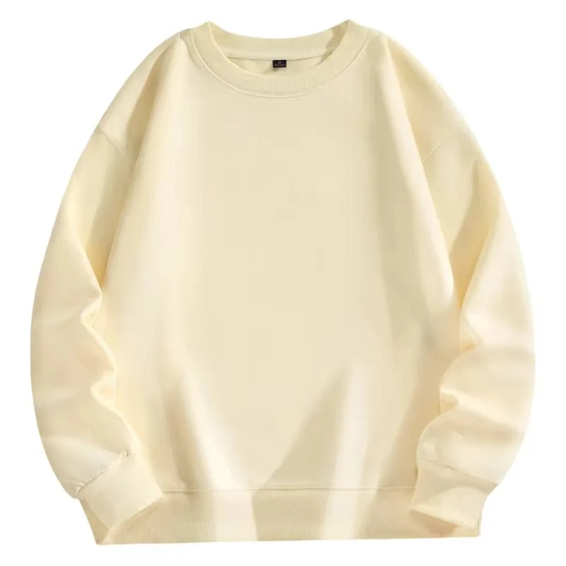 Trendy Unisex Round-Neck Sweatshirt, Solid Color, Comfortable Autumn Winter Hot-Selling Top