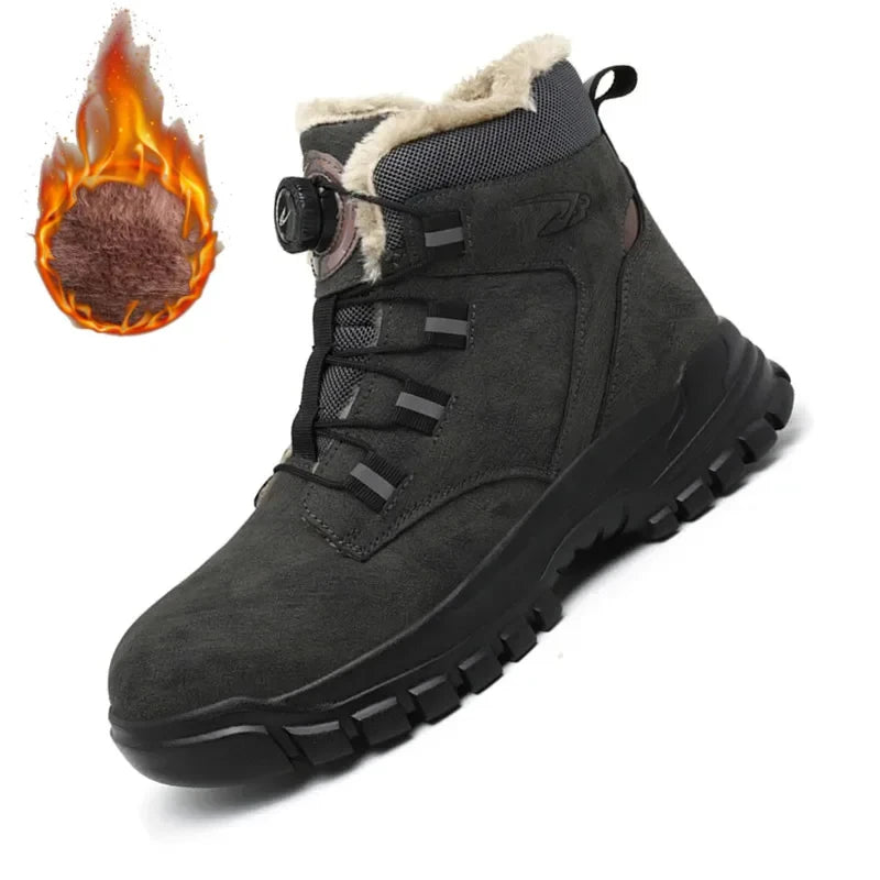 2024 Men’s Waterproof Steel Toe Work Boots Winter Safety Shoes Durable Ankle Labor Footwear