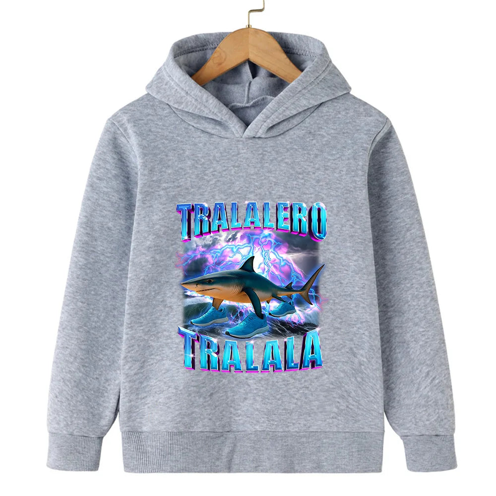 Kids’ Hooded Sweatshirt, Fun Italian Brainrot Character 2D Pullover for Autumn Winter