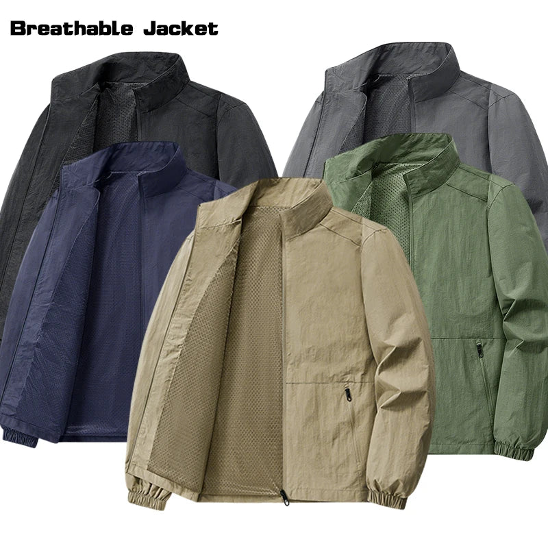 Men’s Autumn Breathable Jacket Korean Style Casual Outdoor Windbreaker Stand-Up Collar Coat