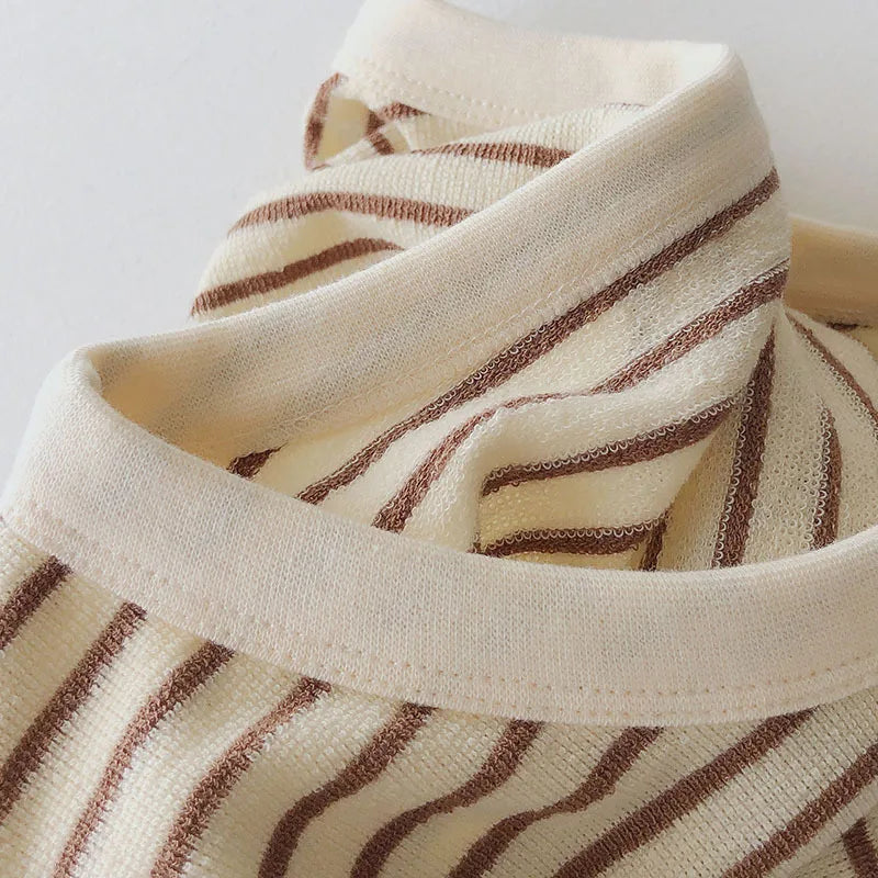 Women’s Autumn Sweatshirt, Loose Fit Long Sleeve Top with Love Embroidery Stripes