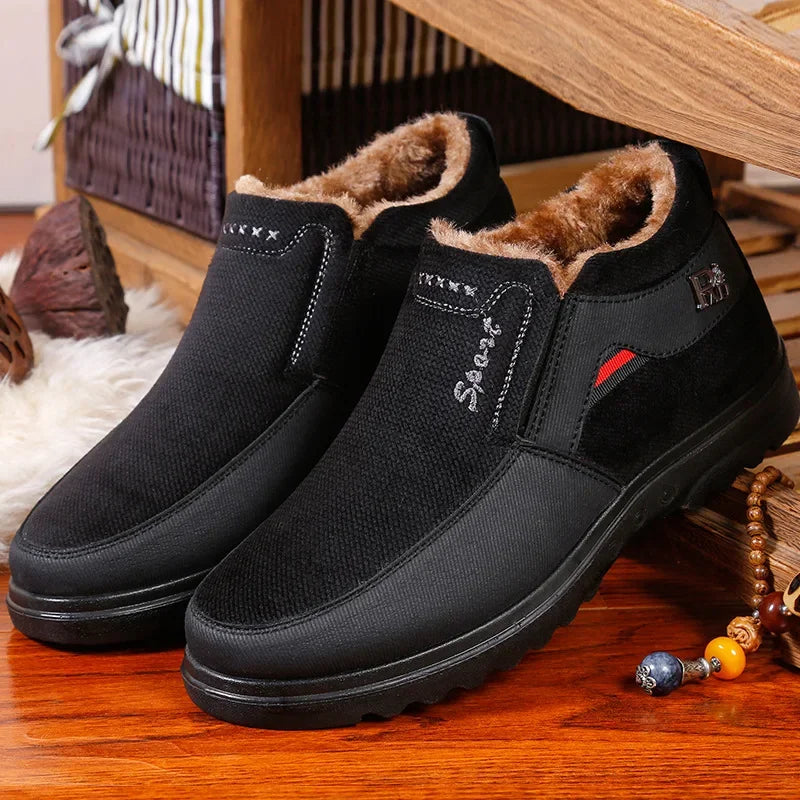 2024 Men’s Waterproof Winter Snow Boots Warm Fur Casual Anti-Slip Ankle Shoes