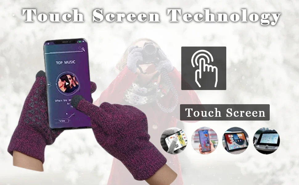 Unisex Winter Touchscreen Gloves – Warm, Knit, for Cycling, Running, and Driving