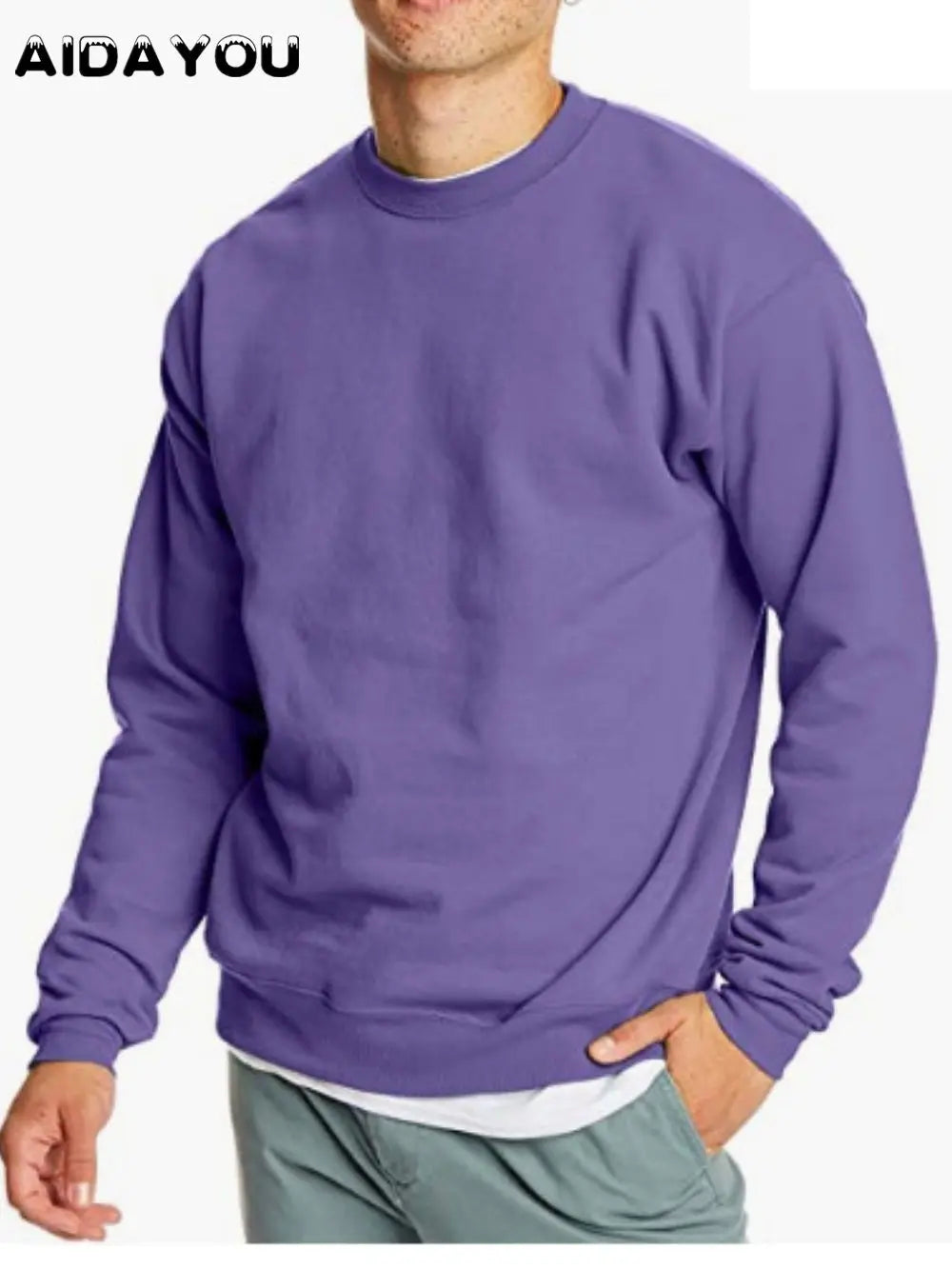 Unisex Cotton-Blend Fleece Crewneck Sweatshirt, Pullover Hoodie for Men and Women