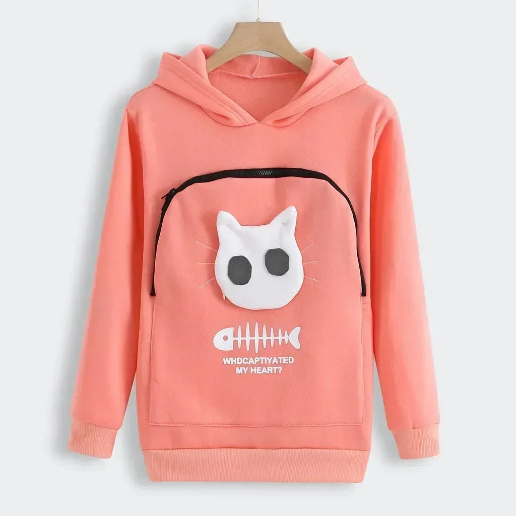 Unisex Winter Hoodie Sweatshirt with Animal Pouch, Breathable Pullover for Men Women