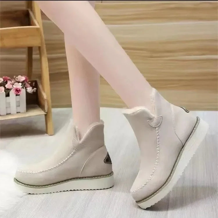 Women’s Winter 2023 Snow Boots Warm Casual Ankle Slip-On Shoes for La
