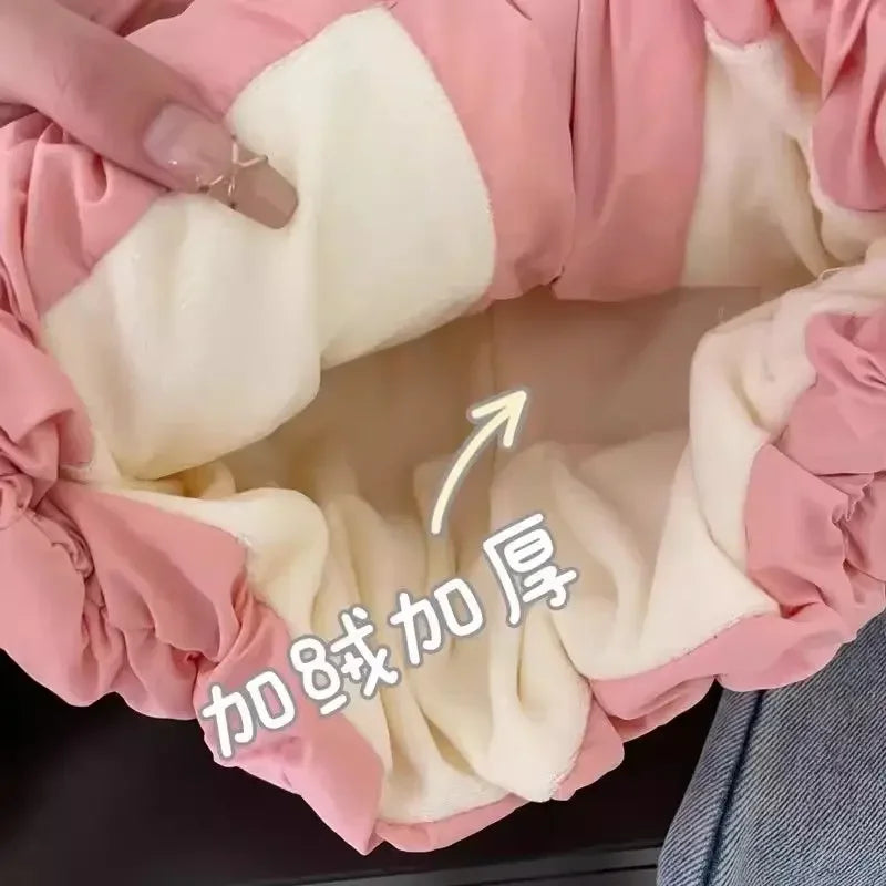 Girls’ Short Quilted Puffer Jacket, Stand Collar Winter Coat for Kids