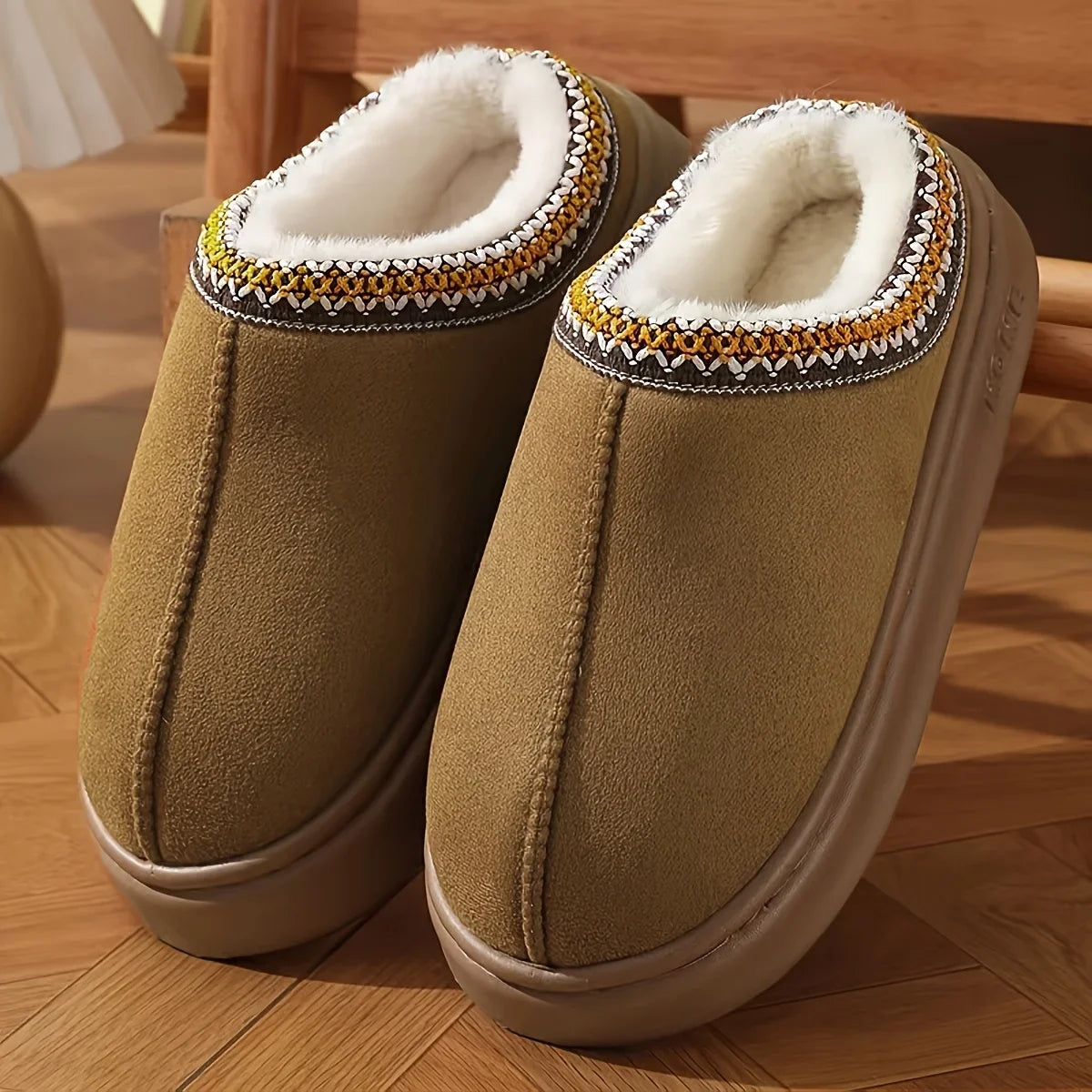 Elegant Women’s Lined Slippers – Warm Soft Sole Indoor & Outdoor Shoes