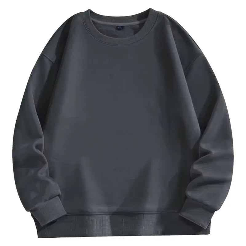Trendy Unisex Round-Neck Sweatshirt, Solid Color, Comfortable Autumn Winter Hot-Selling Top