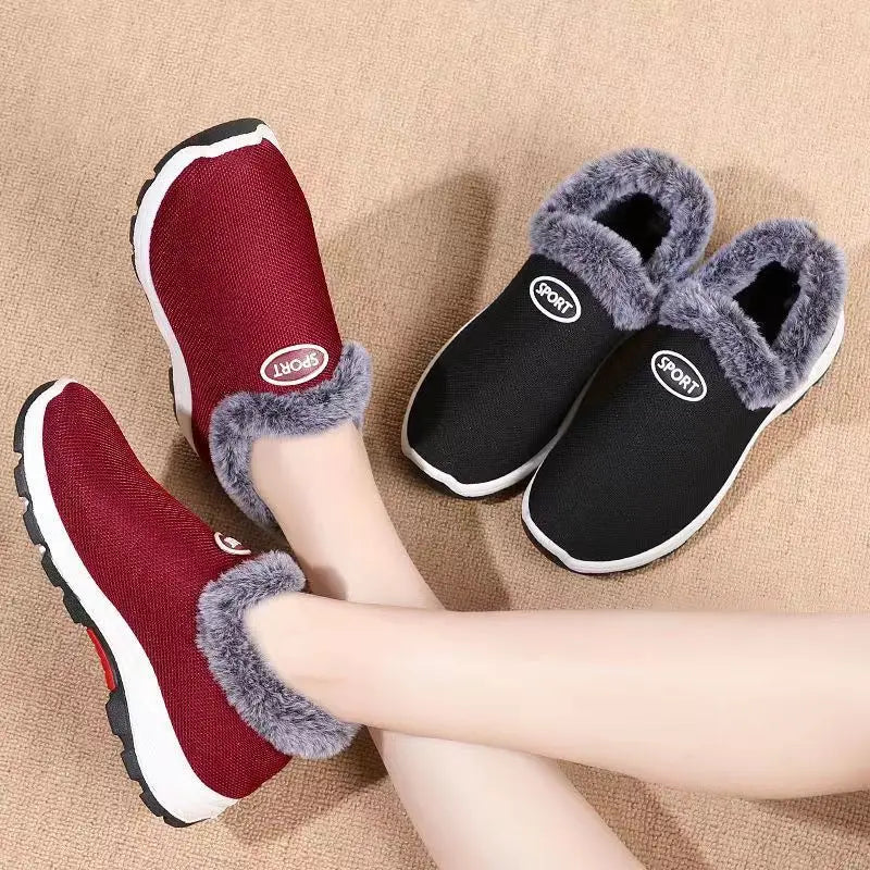 Women’s Waterproof Winter Ankle Boots Plush Snow Shoes Warm Cotton Platform 2024