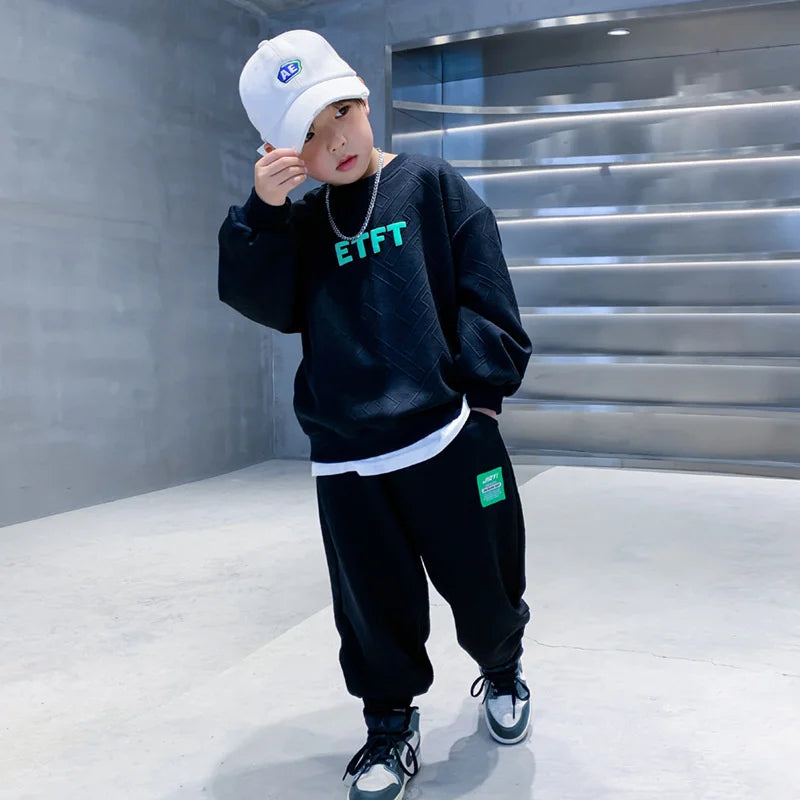 Boys 2-Piece Sweatshirt Set, Casual Autumn Spring Outfit with Top and Pants 2024