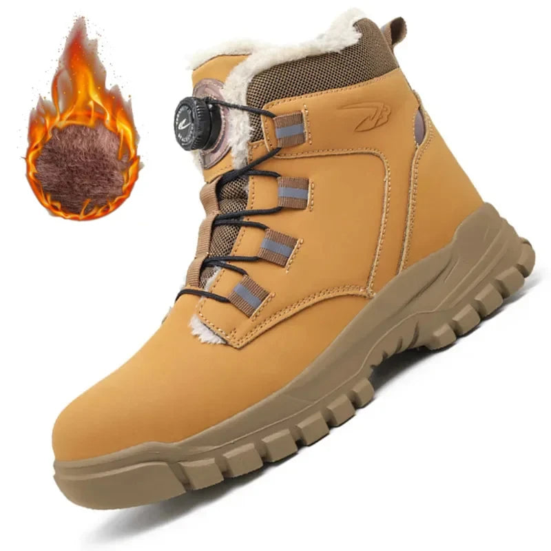 2024 Men’s Waterproof Steel Toe Work Boots Winter Safety Shoes Durable Ankle Labor Footwear