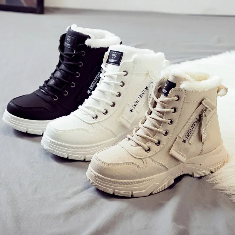 Women’s Winter Snow Boots High-Top Warm Platform Ankle Sneakers Plus Size Outdoor Shoe