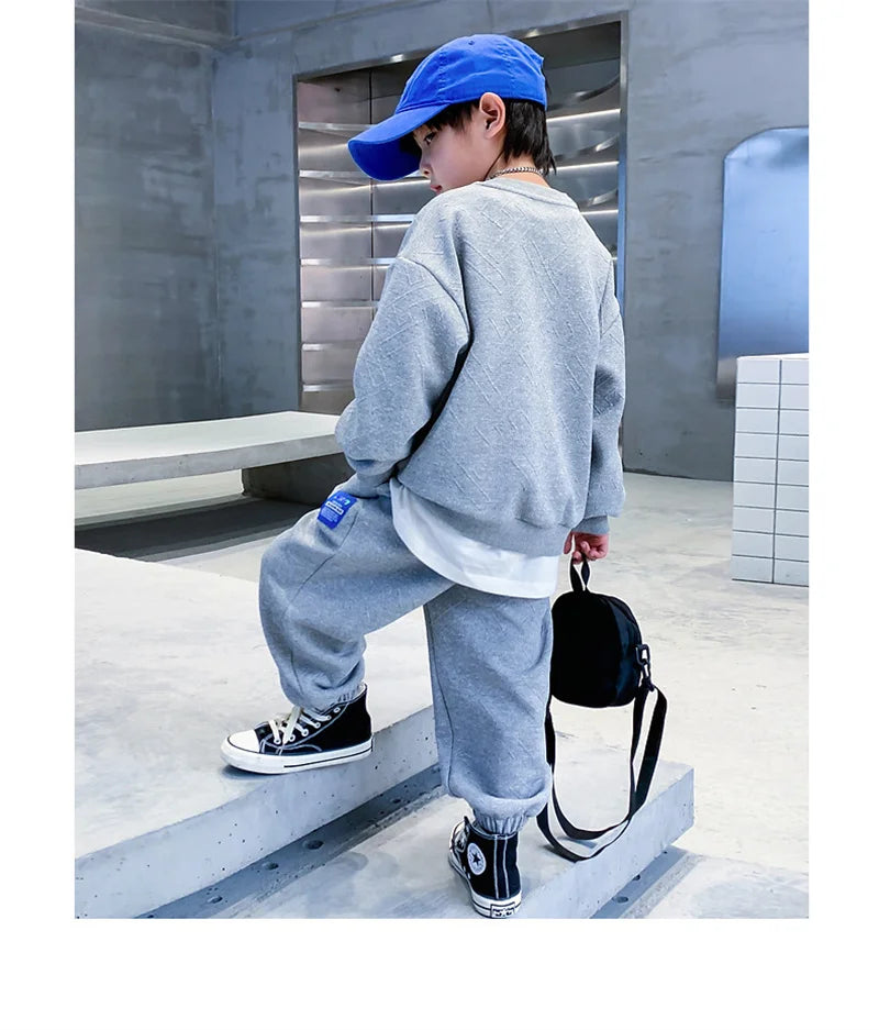 Boys 2-Piece Sweatshirt Set, Casual Autumn Spring Outfit with Top and Pants 2024