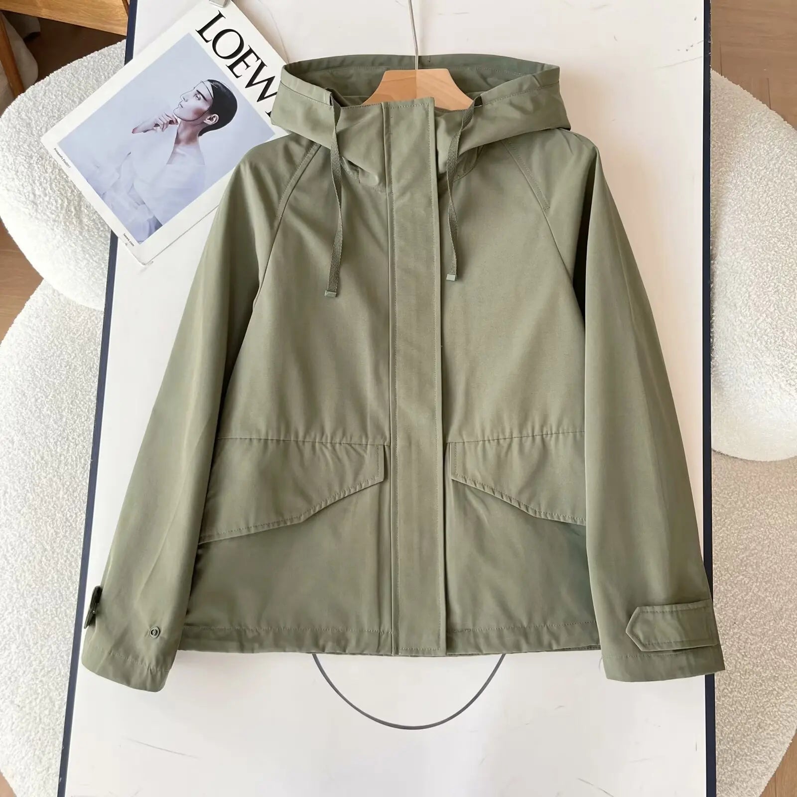 Women’s Red Hooded Jacket, Casual Windproof Waterproof Coat for 2025