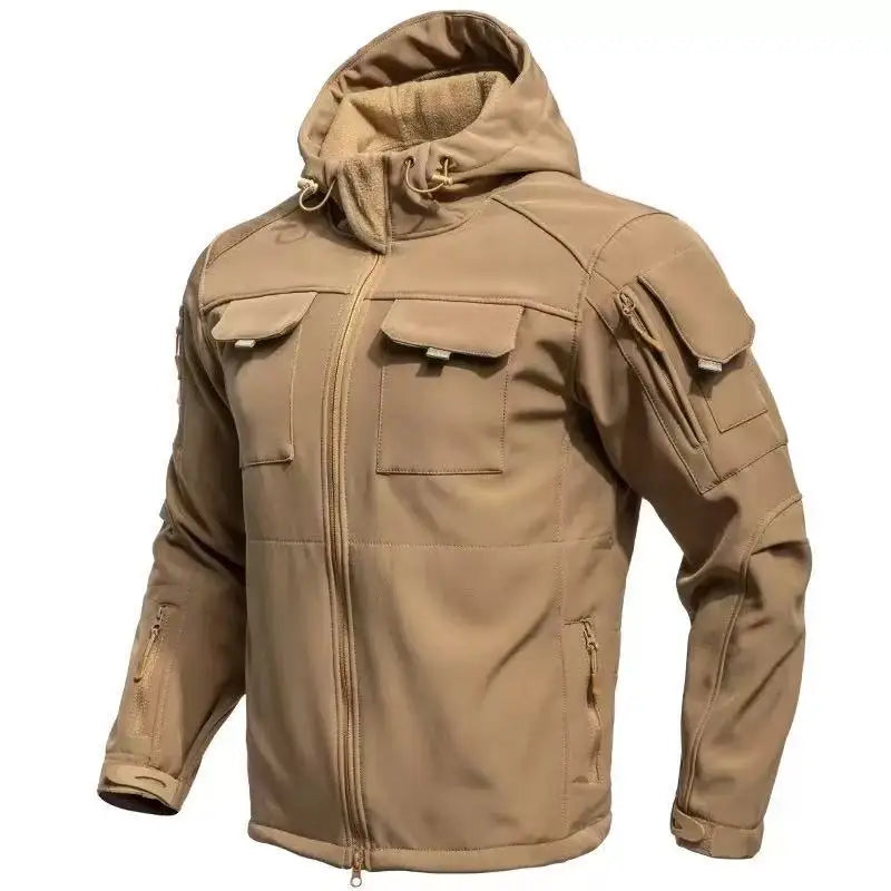 Men’s Winter Fleece Tactical Outdoor Jacket Hooded Warm Camping Hiking Hunting Coat