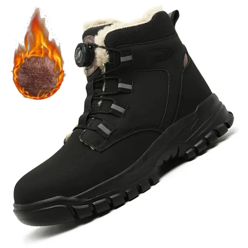 2024 Men’s Waterproof Steel Toe Work Boots Winter Safety Shoes Durable Ankle Labor Footwear