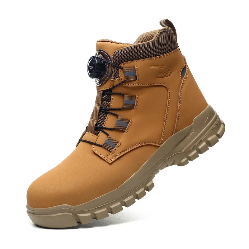 2024 Men’s Waterproof Steel Toe Work Boots Winter Safety Shoes Durable Ankle Labor Footwear